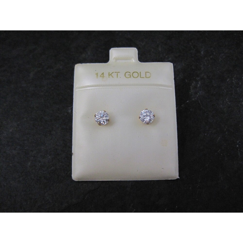 Vintage 5mm Cz Stud Earrings 14K Gold Filled New Old Stock